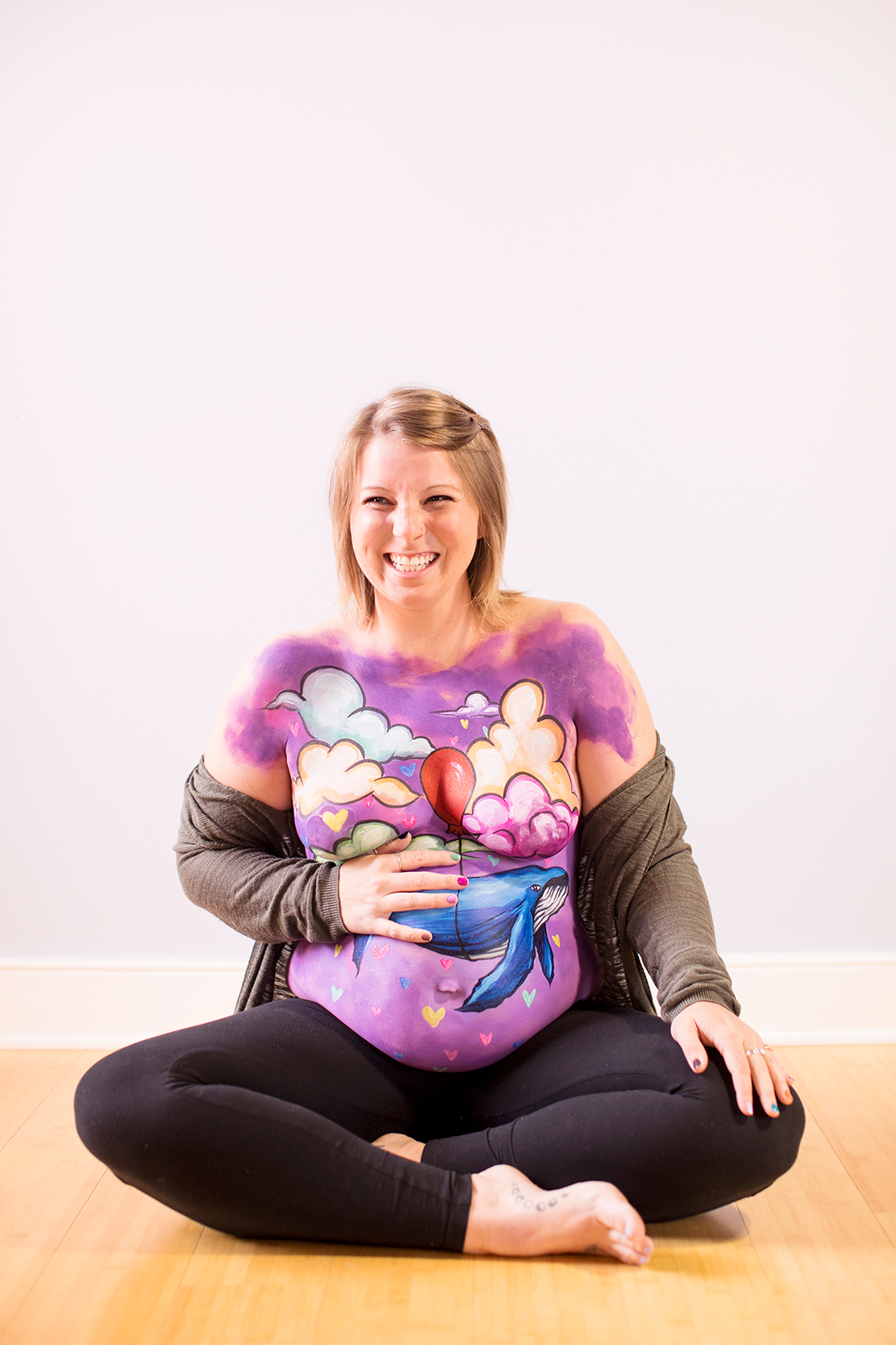 Body Painted Pregnant Belly Maternity Photo Shoot | J&D Studio 20/20