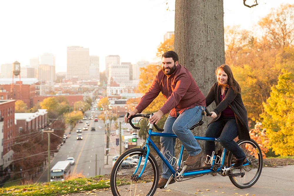 Catherine  Vincents Tandem Bike Engagement Shoot - Image Property of www.j-dphoto.com