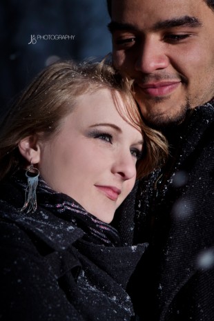 Snowy Night Engagement Shoot in Richmond Virginia - Image Property of www.j-dphoto.com