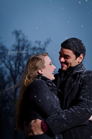 Snowy Night Engagement Shoot in Richmond Virginia - Image Property of www.j-dphoto.com