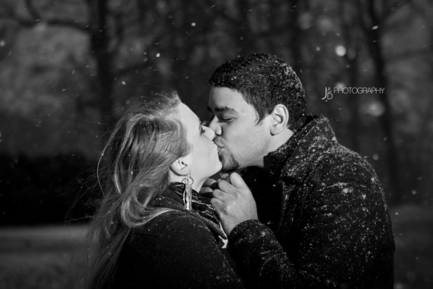 Snowy Night Engagement Shoot in Richmond Virginia - Image Property of www.j-dphoto.com