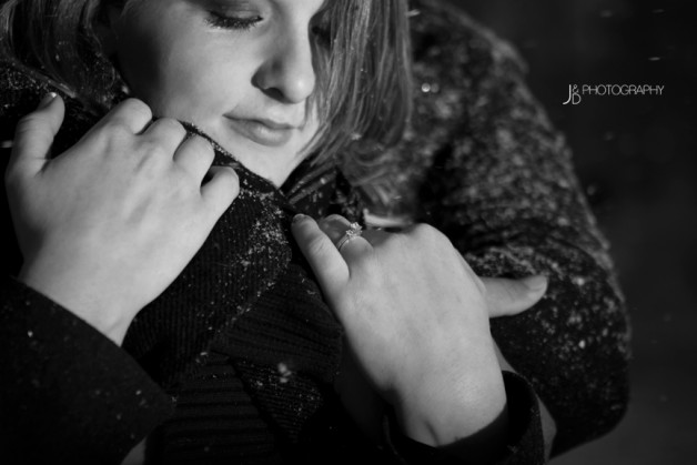 Snowy Night Engagement Shoot in Richmond Virginia - Image Property of www.j-dphoto.com