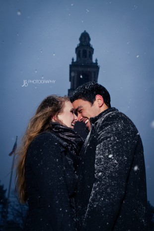 Snowy Night Engagement Shoot in Richmond Virginia - Image Property of www.j-dphoto.com