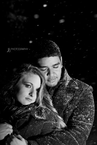 Snowy Night Engagement Shoot in Richmond Virginia - Image Property of www.j-dphoto.com