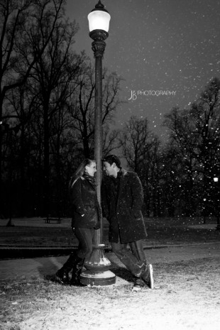 Snowy Night Engagement Shoot in Richmond Virginia - Image Property of www.j-dphoto.com