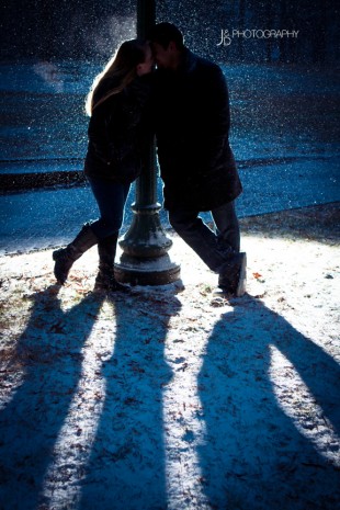 Snowy Night Engagement Shoot in Richmond Virginia - Image Property of www.j-dphoto.com