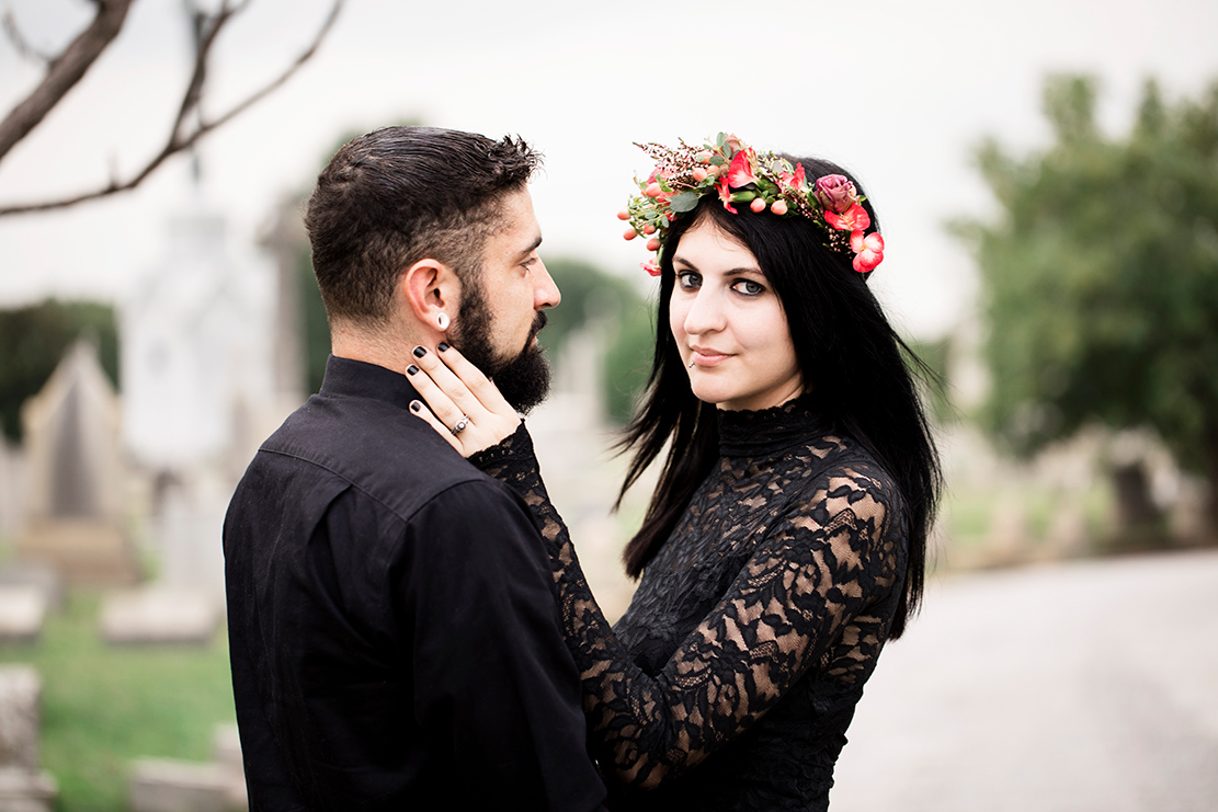 Stephanie  Brads Engagement Shoot in a Graveyard - Image Property of www.j-dphoto.com